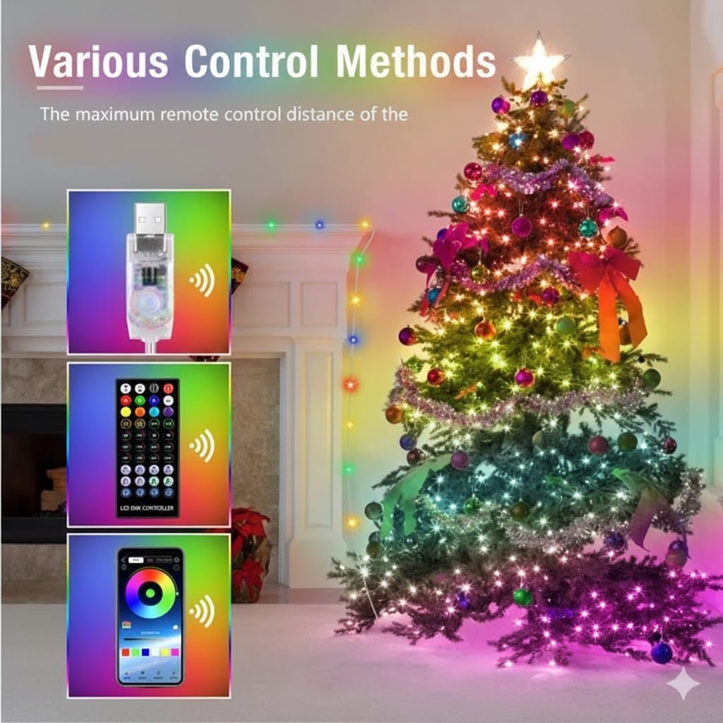 Вуличні вогні 10 м Smart Bluetooth App Control — світлодіодна LED гірлянда 100 LED, RGB, USB, IP65, музична
