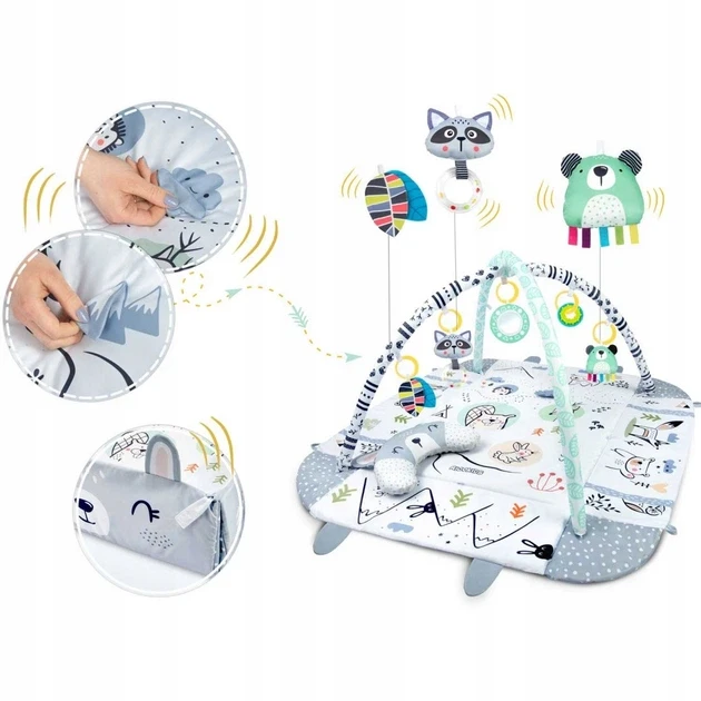Розвивальний килимок Ricokids з дугами та іграшками, білий/сірий, 110×100 см