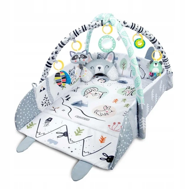 Розвивальний килимок Ricokids з дугами та іграшками, білий/сірий, 110×100 см