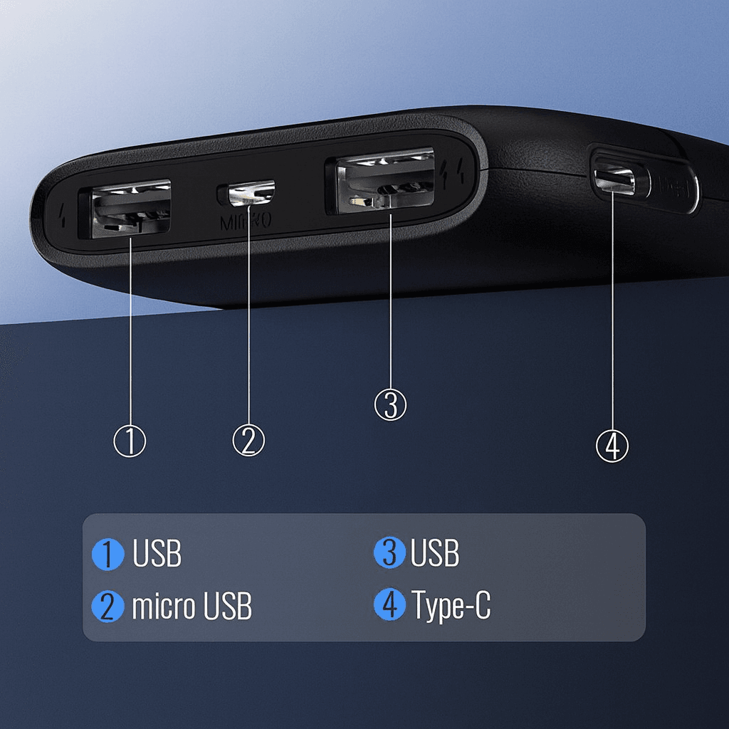 Повербанк LENYES PX167 10000 mAh з LED-індикатором і 2 USB, чорний