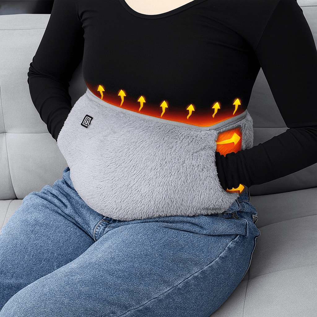 Електропояс із підігріванням USB 105×20 см, графенове нагрівання, 3 режими, портативний, сірий