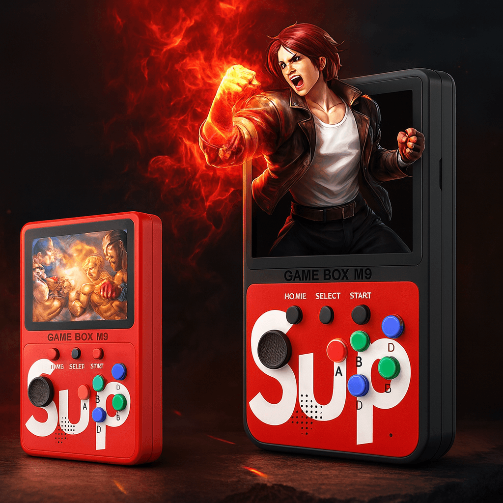 Портативна ігрова приставка Sup M9, 900 ігор, екран 3″, акумулятор 1200 мА·год, для дітей і дорослих, чорна
