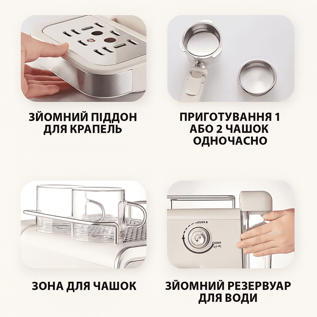 Кавомашина ріжкова Zepline ZP-6802, 3000 Вт, 20 барів, сенсорне керування, бак 2 л