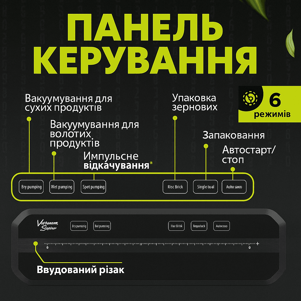 Вакуумний пакувальник Food Vacuum Sealer 65 кПа з різаком і пакетами, чорний