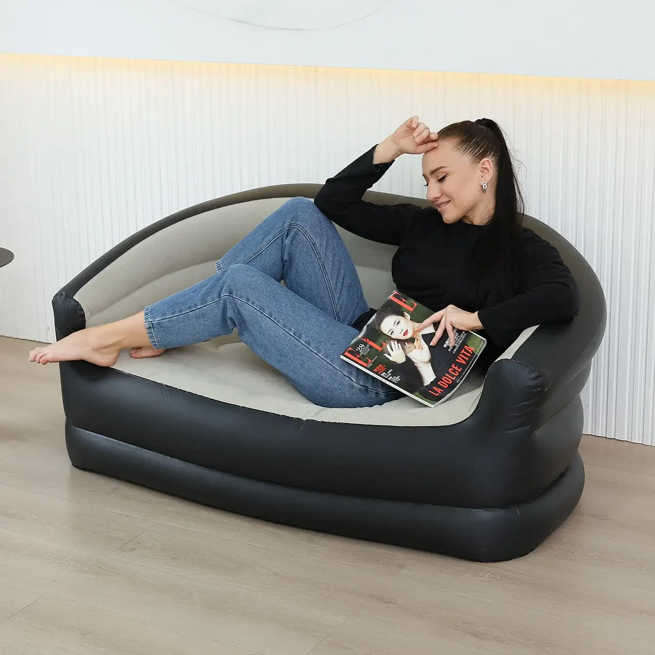 Надувний диван двомісний із флокованим покриттям XL-1134 138х87х71 см