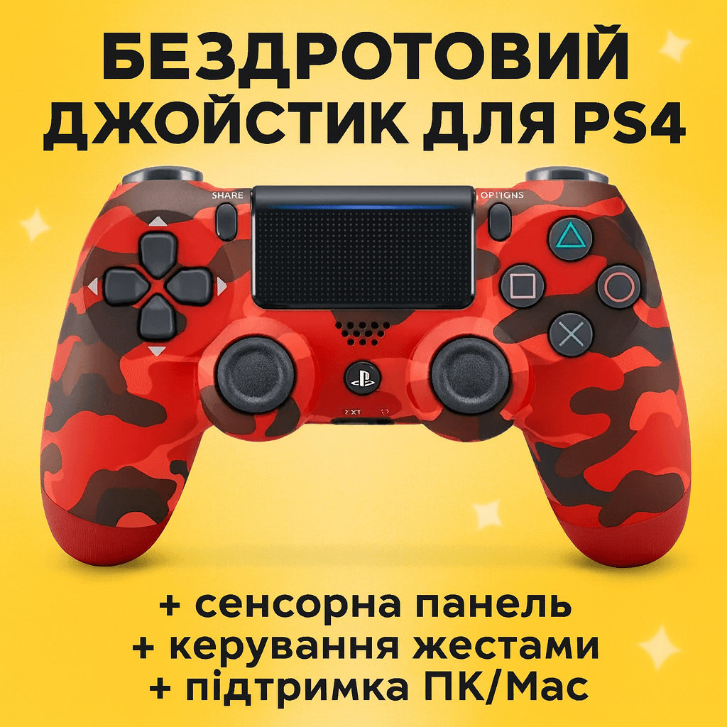Бездротовий геймпад Червоний камуфляж для PS4 P4 Wireless Controller Bluetooth вібрація