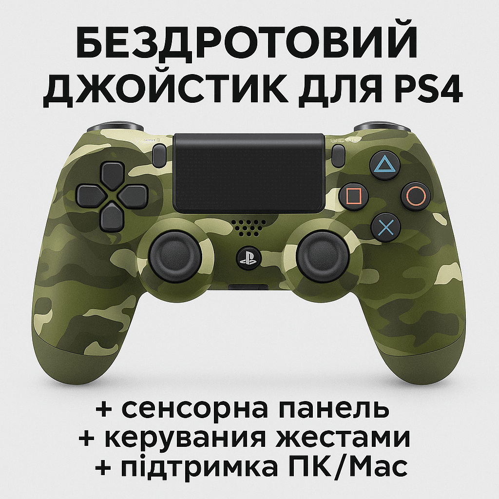 Джойстик ігровий для консолі Сірий камуфляж PS4/PC із сенсорною панеллю й акумулятором