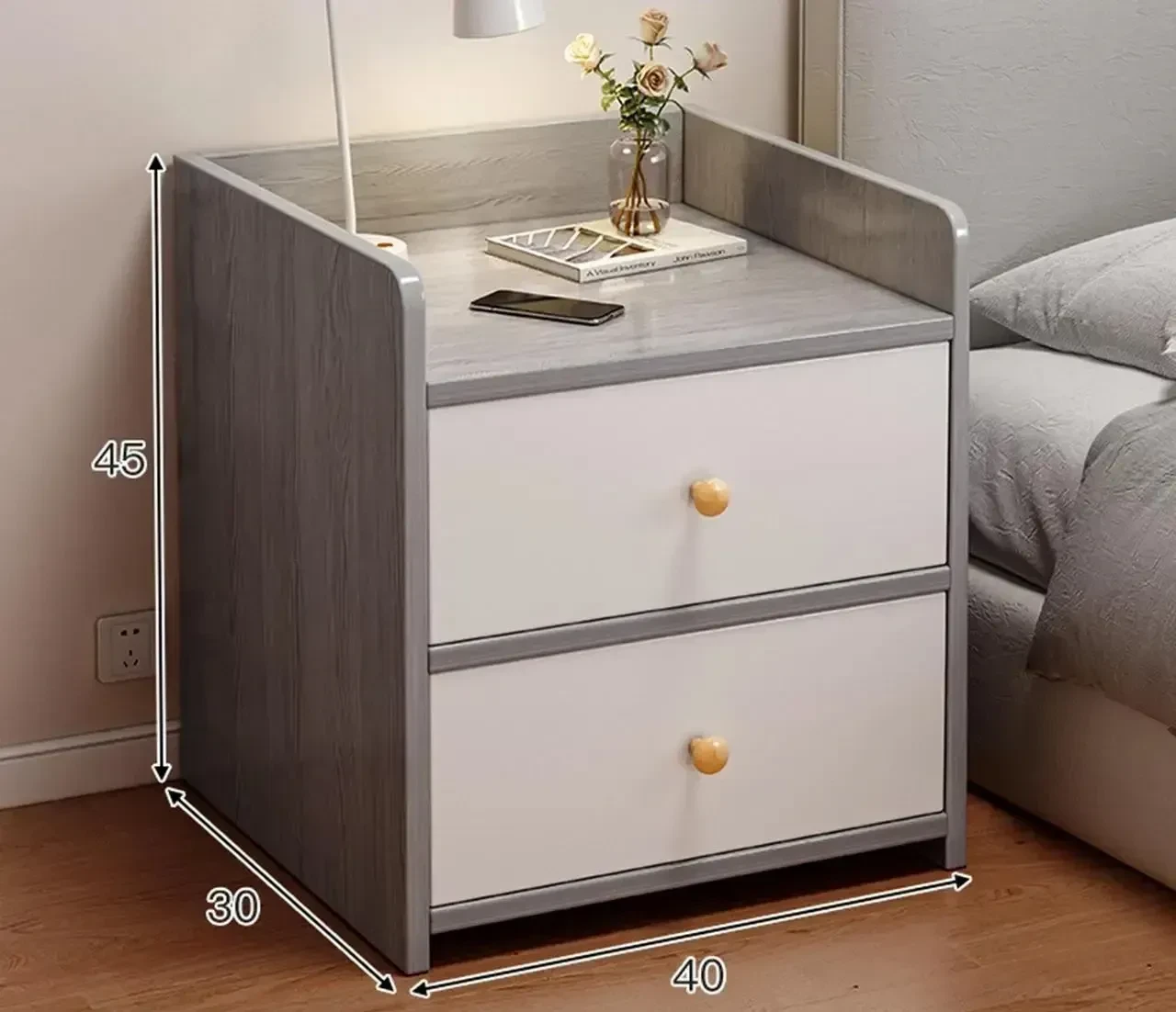 Приліжкова тумба STL-MD 76 SmartSpace з шухлядою та відкритою полицею, компактна
