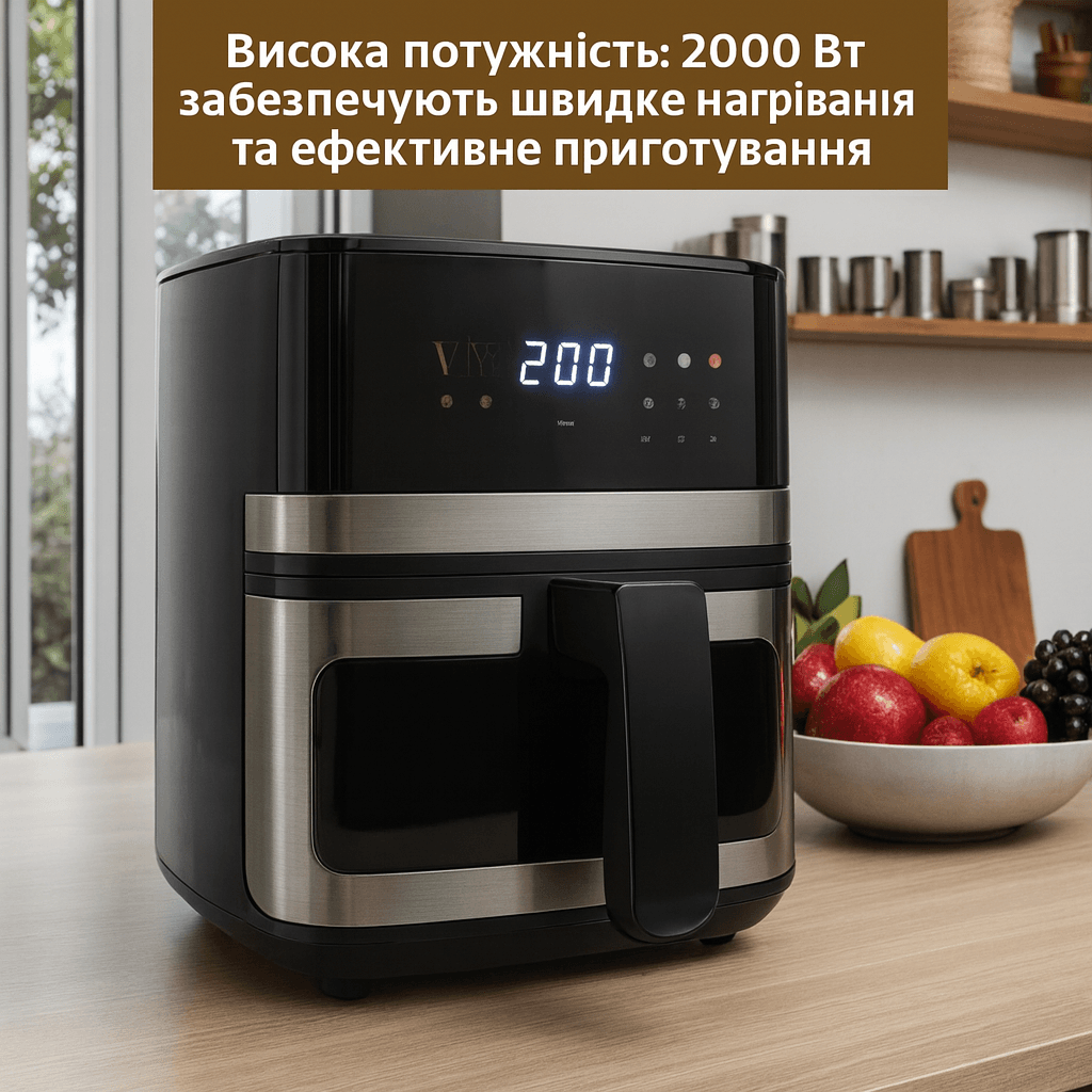 Аерофритюрниця Crownberg CB-5552 5,5 л 2000 Вт сенсорна мультипіч без олії