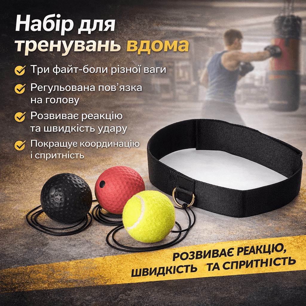 Тренажер для боксу боксерський м’яч з пов’язкою на голову для поліпшення координації та реакції