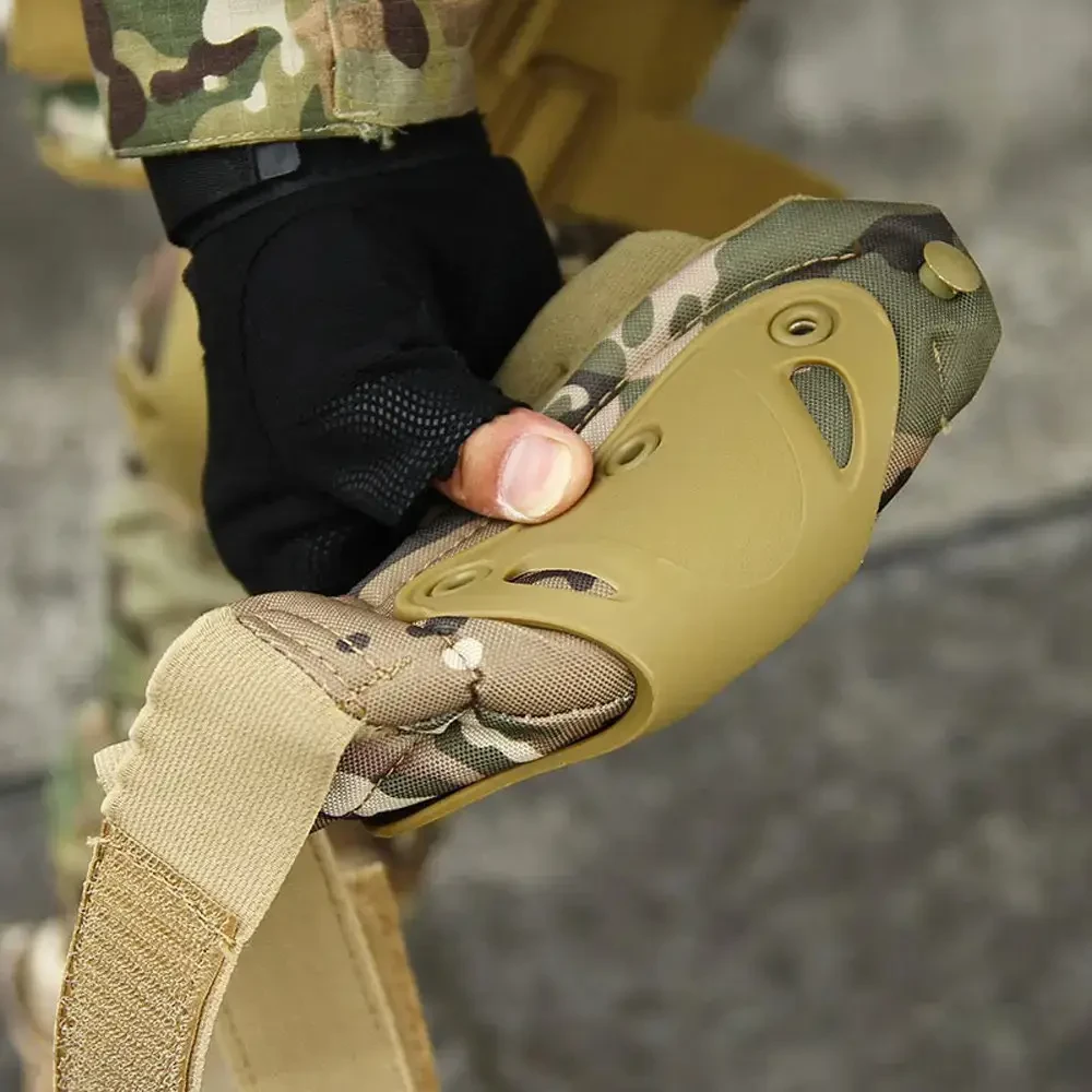 Налокітники та наколінники захисні Eagle KN-04 «Камуфляж», комплект 2+2, регульований розмір, кріплення Velcro