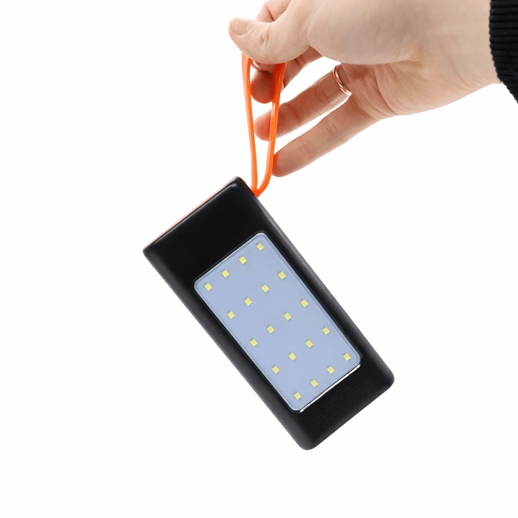 Повербанк JS-658 50000 mAh, 4×USB, Type-C + microUSB, зовнішній акумулятор із дисплеєм і ліхтариком, чорний