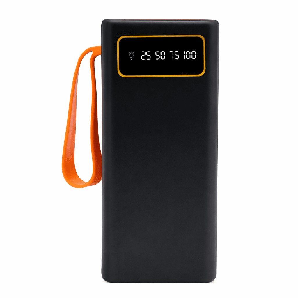 Повербанк JS-658 50000 mAh, 4×USB, Type-C + microUSB, зовнішній акумулятор із дисплеєм і ліхтариком, чорний