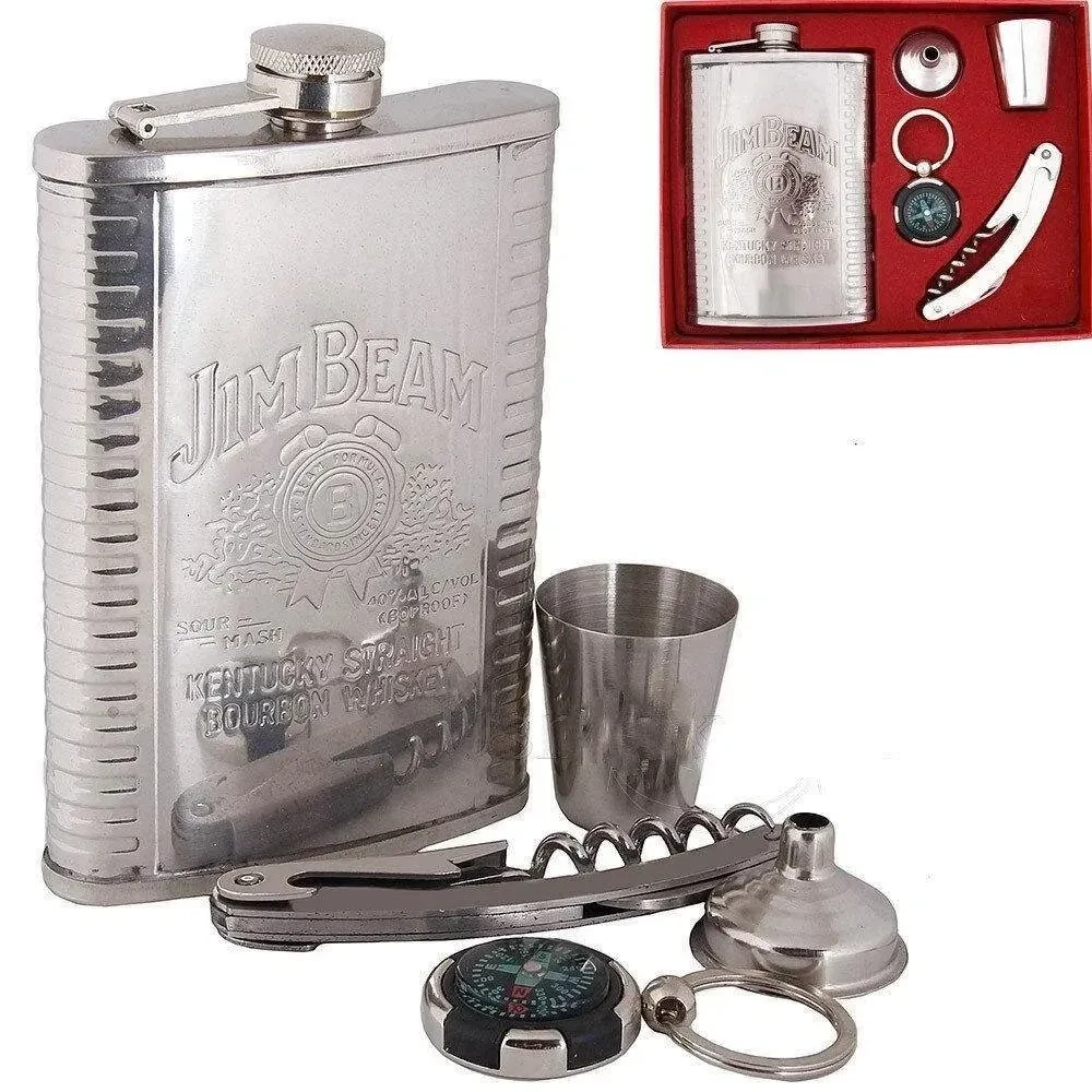 Набір подарунковий Фляга +Компас + Мультиніж+ Рюмка Jim Beam 255 мл