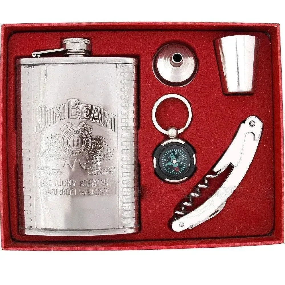 Набір подарунковий Фляга +Компас + Мультиніж+ Рюмка Jim Beam 255 мл