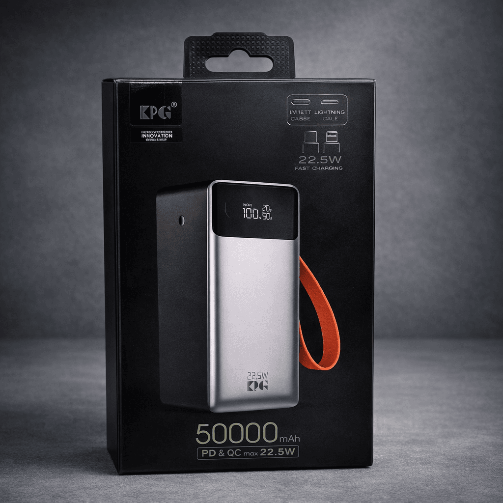 Портативна батарея KPG KPG-507 Power Bank 50000mAh 22.5W з цифровим дисплеєм