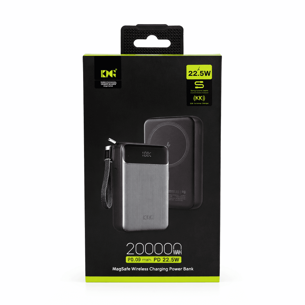 Повербанк (Power Bank) KingPower WPG магнітний (MagSafe) 20000 мА·год, швидке заряджання 22,5 Вт, бездротова 15 Вт, чорний