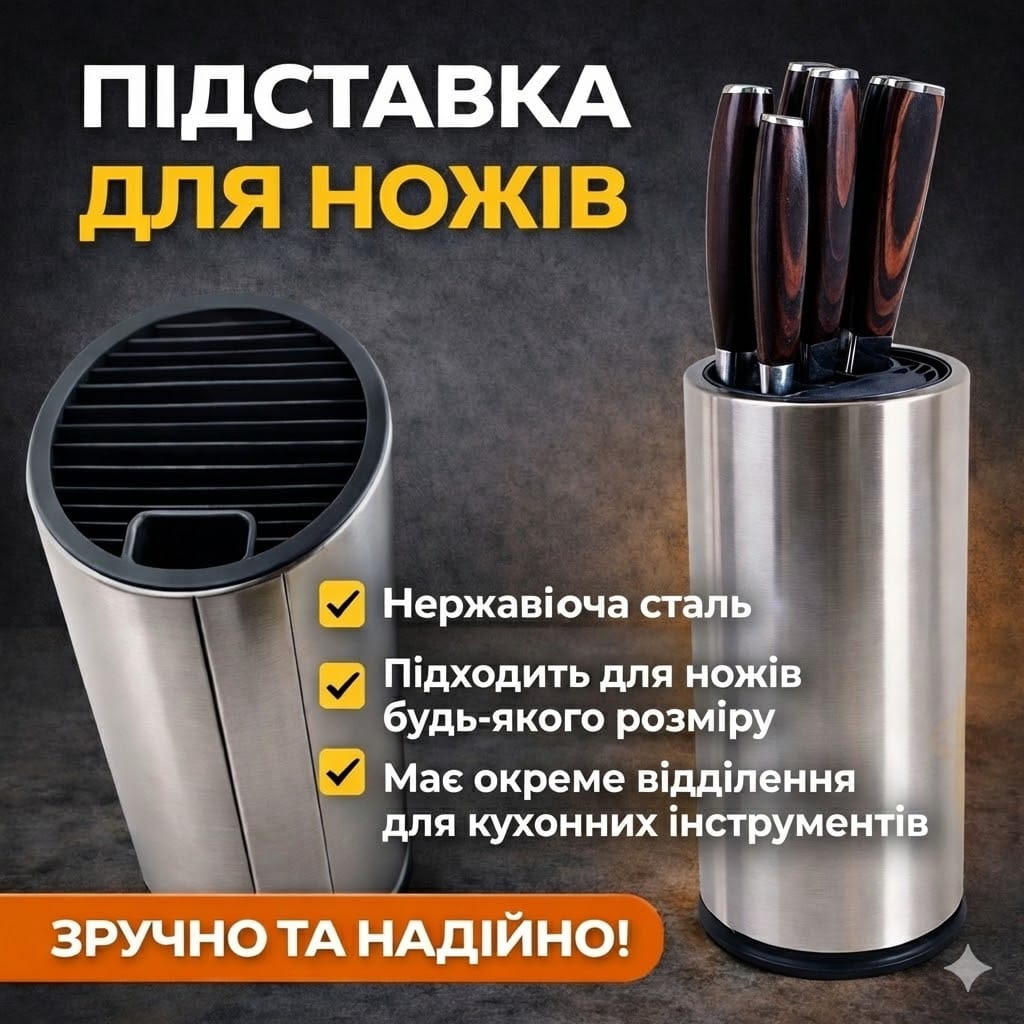 Багатофункціональна підставка-тримач для ножів із неіржавкої сталі, кухонний органайзер