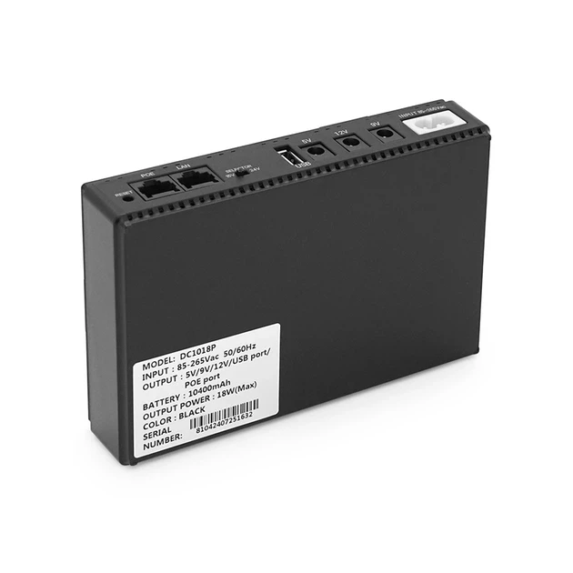 Джерело Безперебійного Живлення DC UPS для роутера, ONU, камер – 5V/9V/12V, багатофункціональний портативний UPS з USB та кабелями
