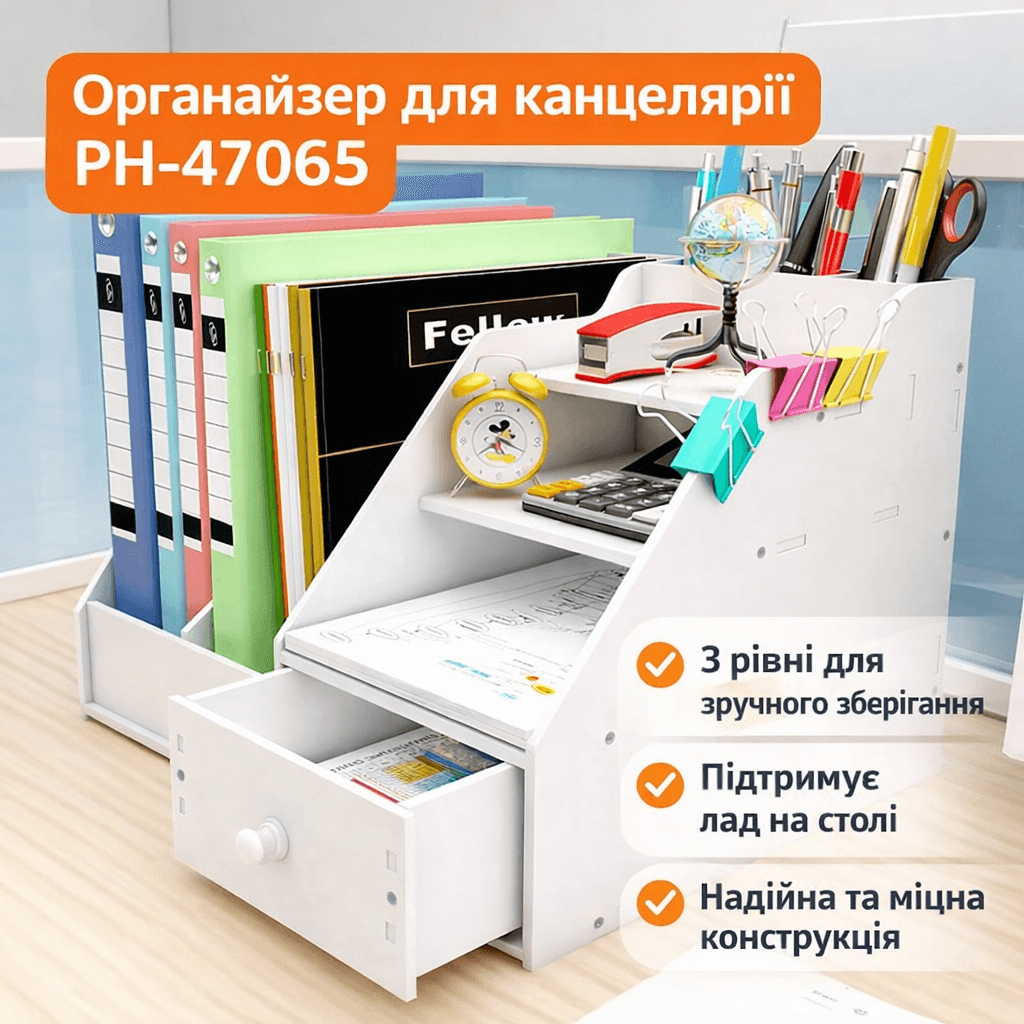 Дерев’яний настільний органайзер для канцелярії ProHouse PH-47065