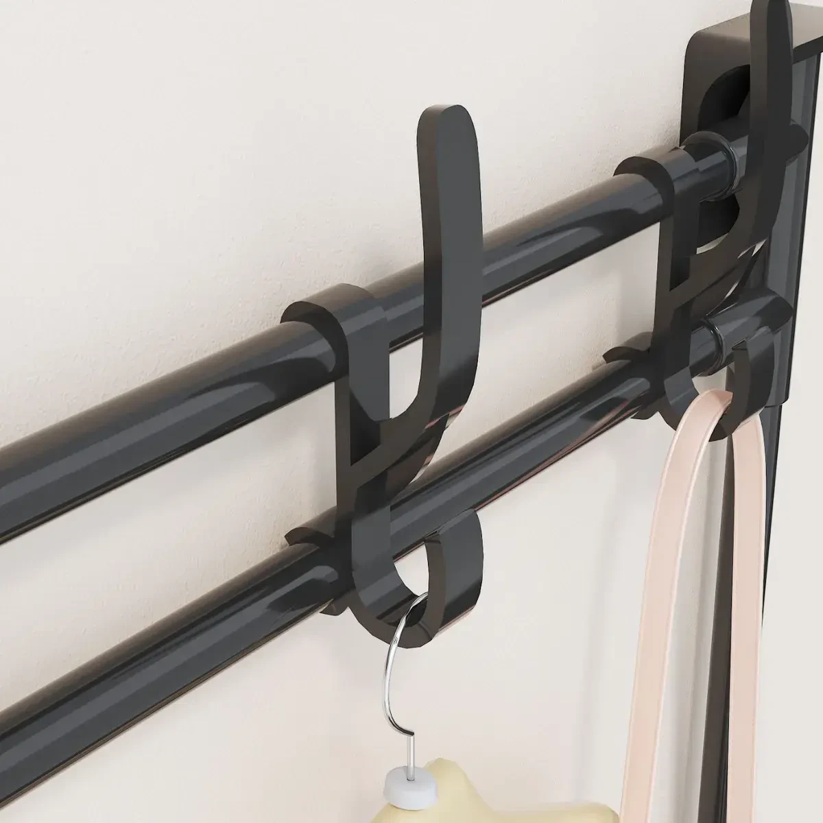 Настінний вішак XL-1611 з трьома рівнями, універсальне настінне кріплення без свердління, чорний металевий вішак