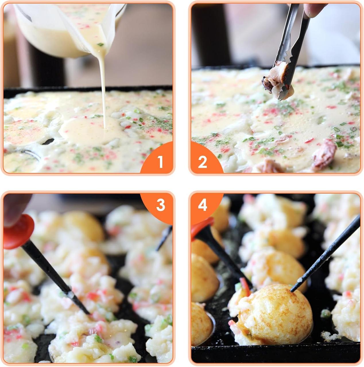 Електрична такоячниця RAF Takoyaki Maker для приготування пончиків, кейсів-попсів і м’ясних кульок (18 комірок) антипригарна