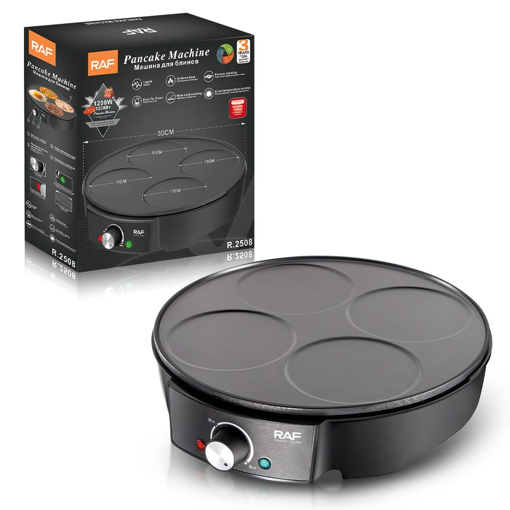 Електрична млинець для панкейків та оладок RAF R.2508 1200 Вт на 4 диски з антипригарним покриттям