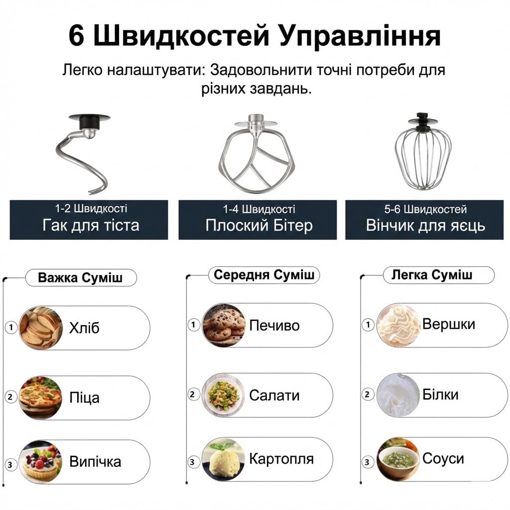 Планетарний міксер тістоміс Zepline ZP-105 стаціонарний із металевою чашею 3500 Вт.