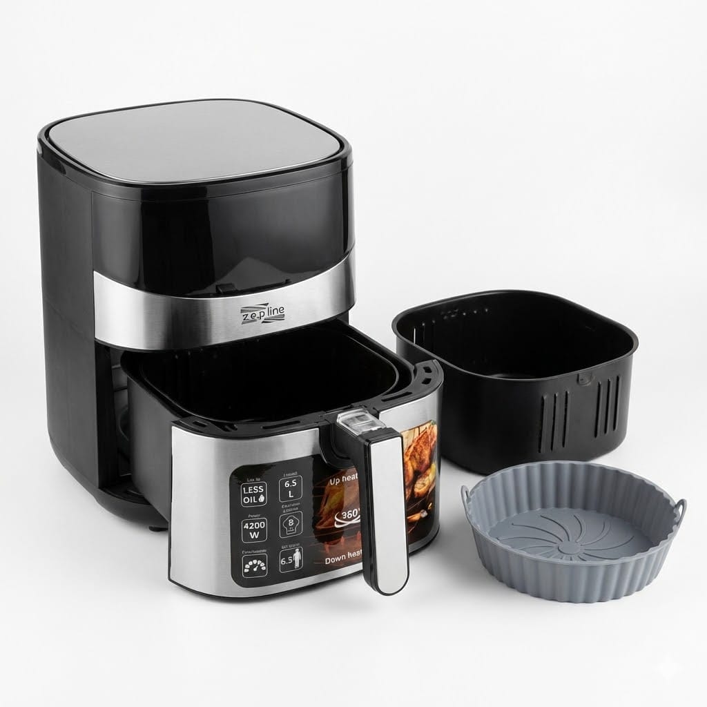 Аерофритюрниця мультипіч Zepline ZP-00233 (6.5 л, 4200 Вт) з двома ТЕНами та сенсорним управлінням + Силіконова форма