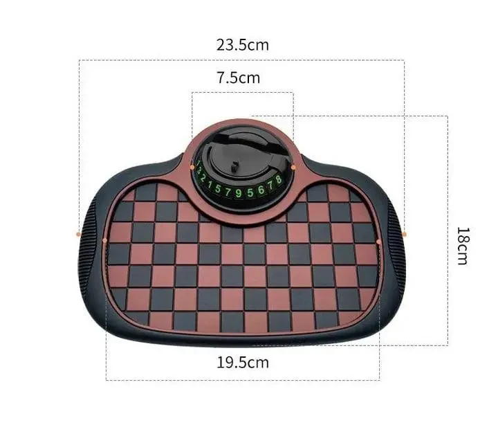 Багатофункціональний автомобільний килимок 3-в-1 з тримачем телефона та паркувальною табличкою для панелі авто