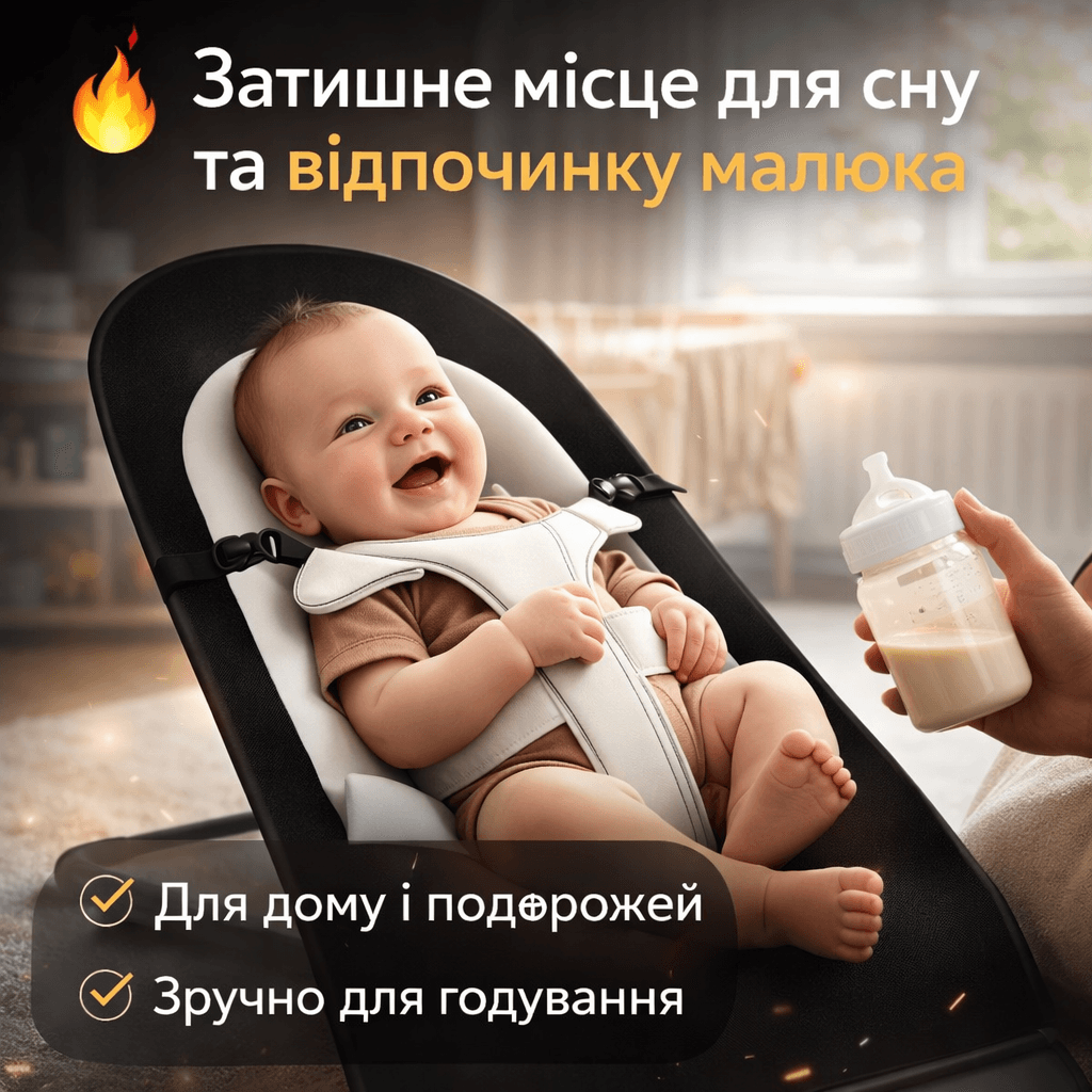 Шезлонг-крісло для немовлят із регульованою спинкою та складаною конструкцією