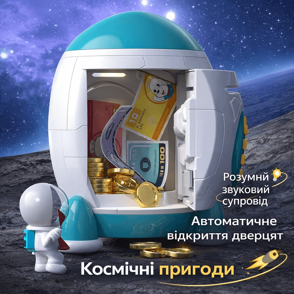 Сейф-копилка Ракета зі звуковими та світловими ефектами 852A Музична скарбничка з унікальним дизайном