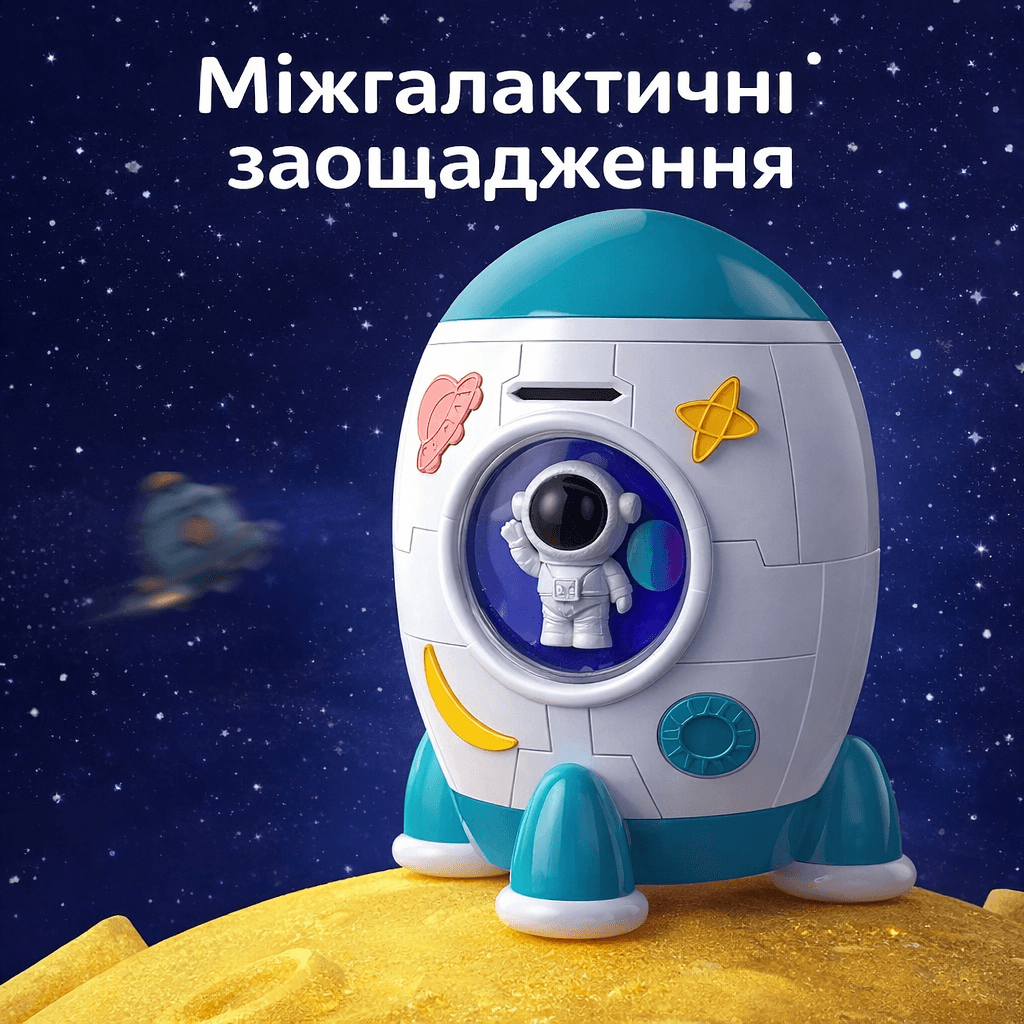 Сейф-копилка Ракета зі звуковими та світловими ефектами 852A Музична скарбничка з унікальним дизайном