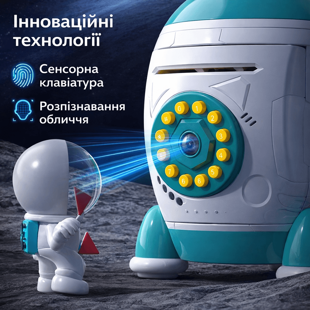 Сейф-копилка Ракета зі звуковими та світловими ефектами 852A Музична скарбничка з унікальним дизайном
