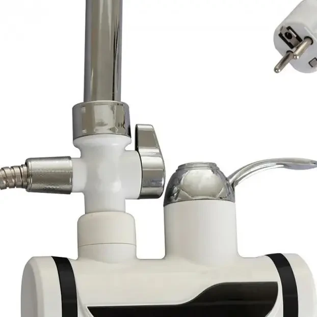 Міні бойлер + душ Water Heater MP 5208, проточний електричний водонагрівач 3000 Вт з LCD-дисплеєм, бічне під’єднання, шланг