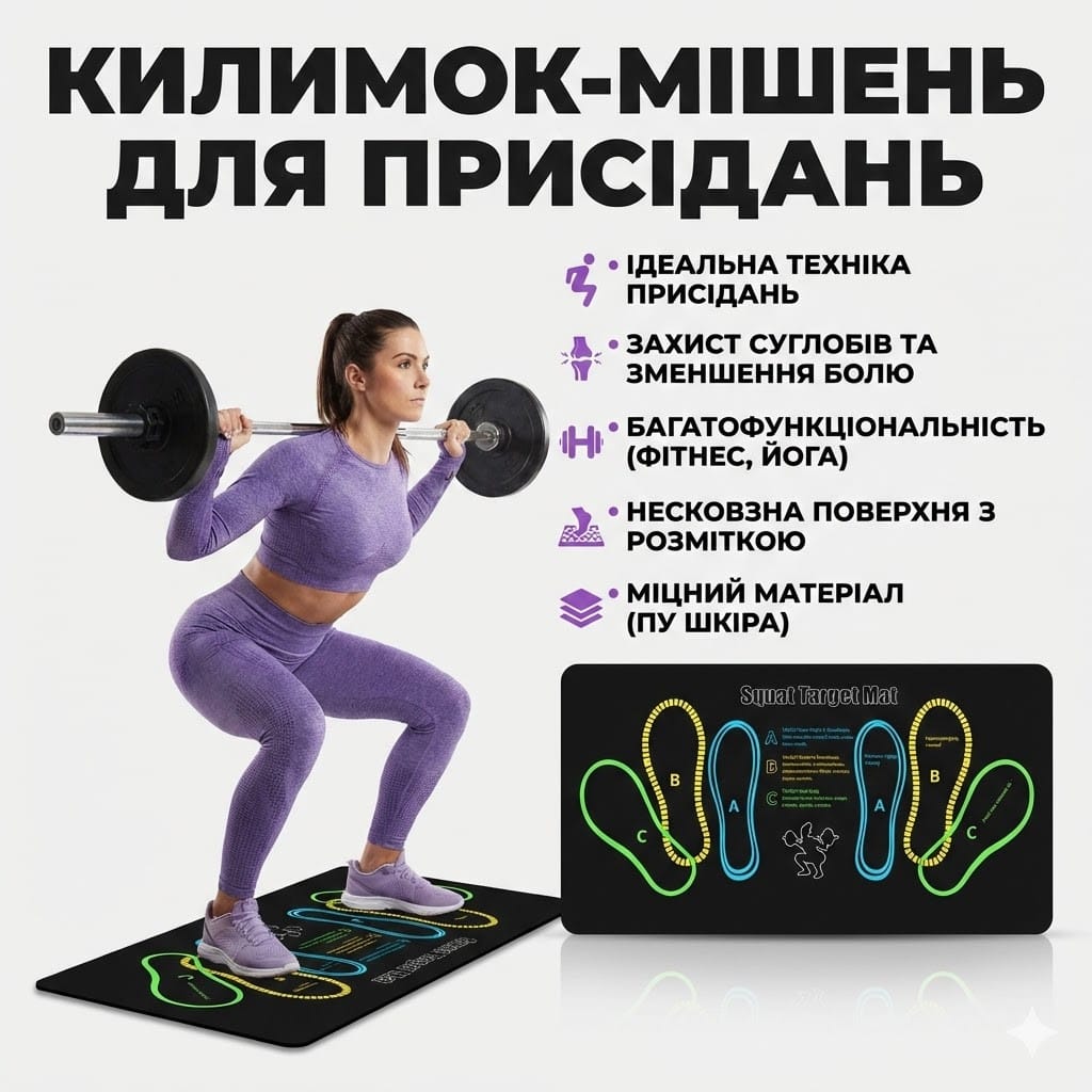 Килимок для присідань зі штучної шкіри, м’який амортизувальний килимок для вправ на колінах, універсальний фітнес-килимок