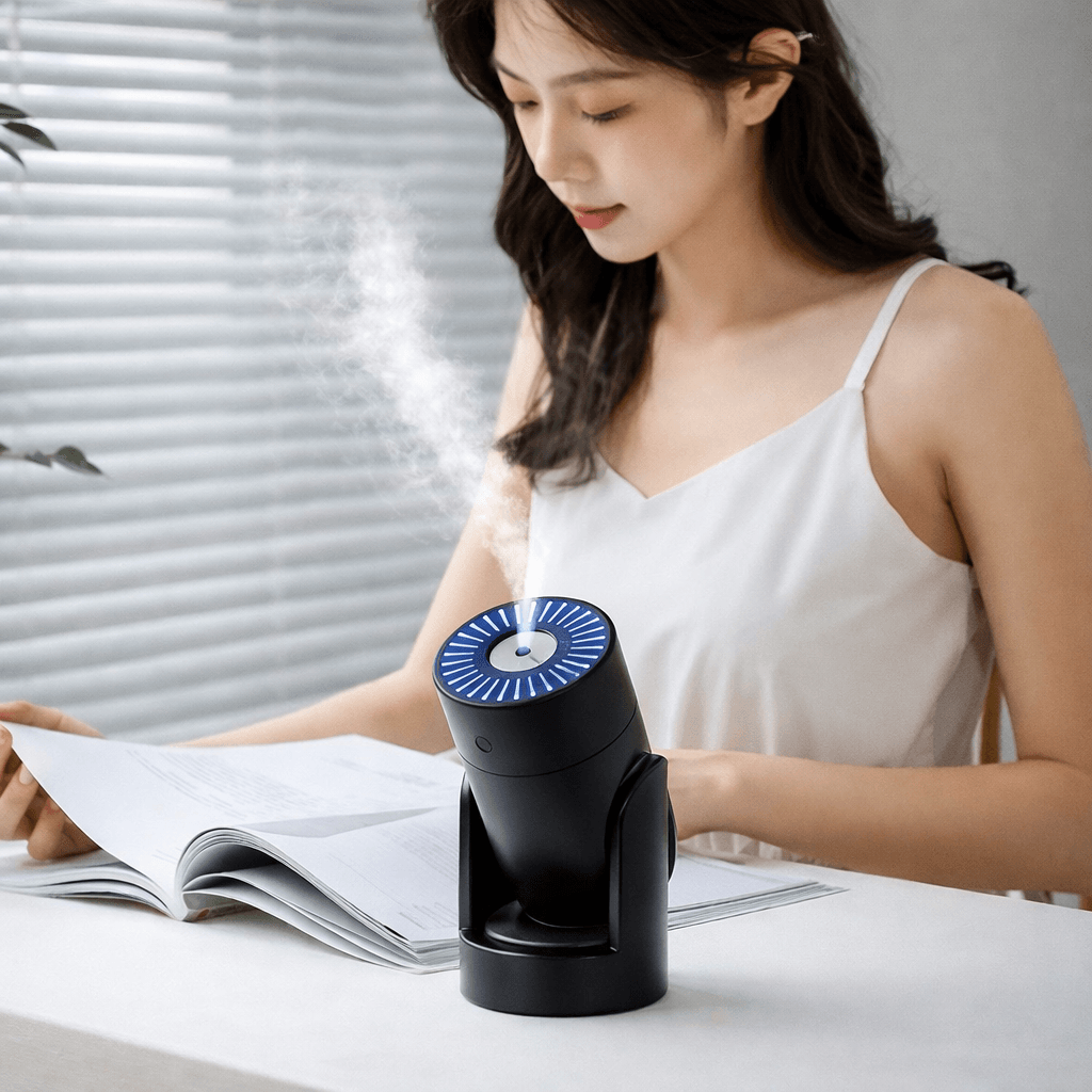 Зволожувач повітря-нічник Shaking Head Humidifier L09 — 220 мл, ультразвуковий, регульований нахил, LED-підсвітка, USB-живлення