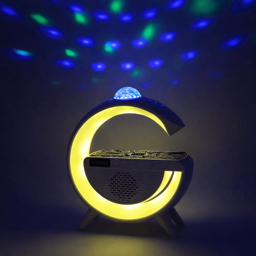 Лампа-нічник із бездротовою зарядкою, Bluetooth-колонкою і RGB LED-підсвіткою 15 Вт + дискокуля, YN-2366