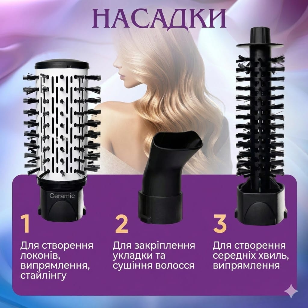 Фен-щітка для волосся PROLISS 3в1 PRO-6618 з обертанням і керамічними насадками
