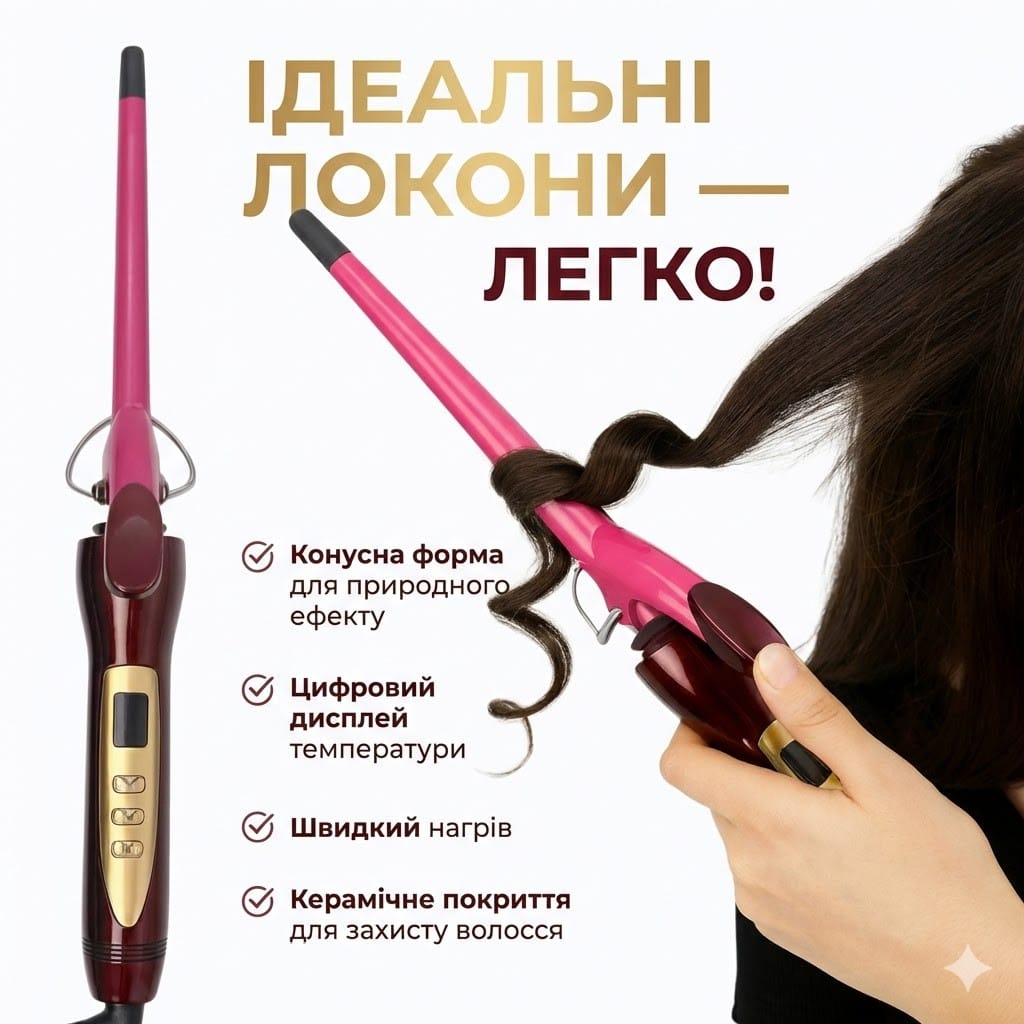 Плойка для волосся Energy Max з керамічним покриттям, швидким нагріванням і температурою до 200 °C
