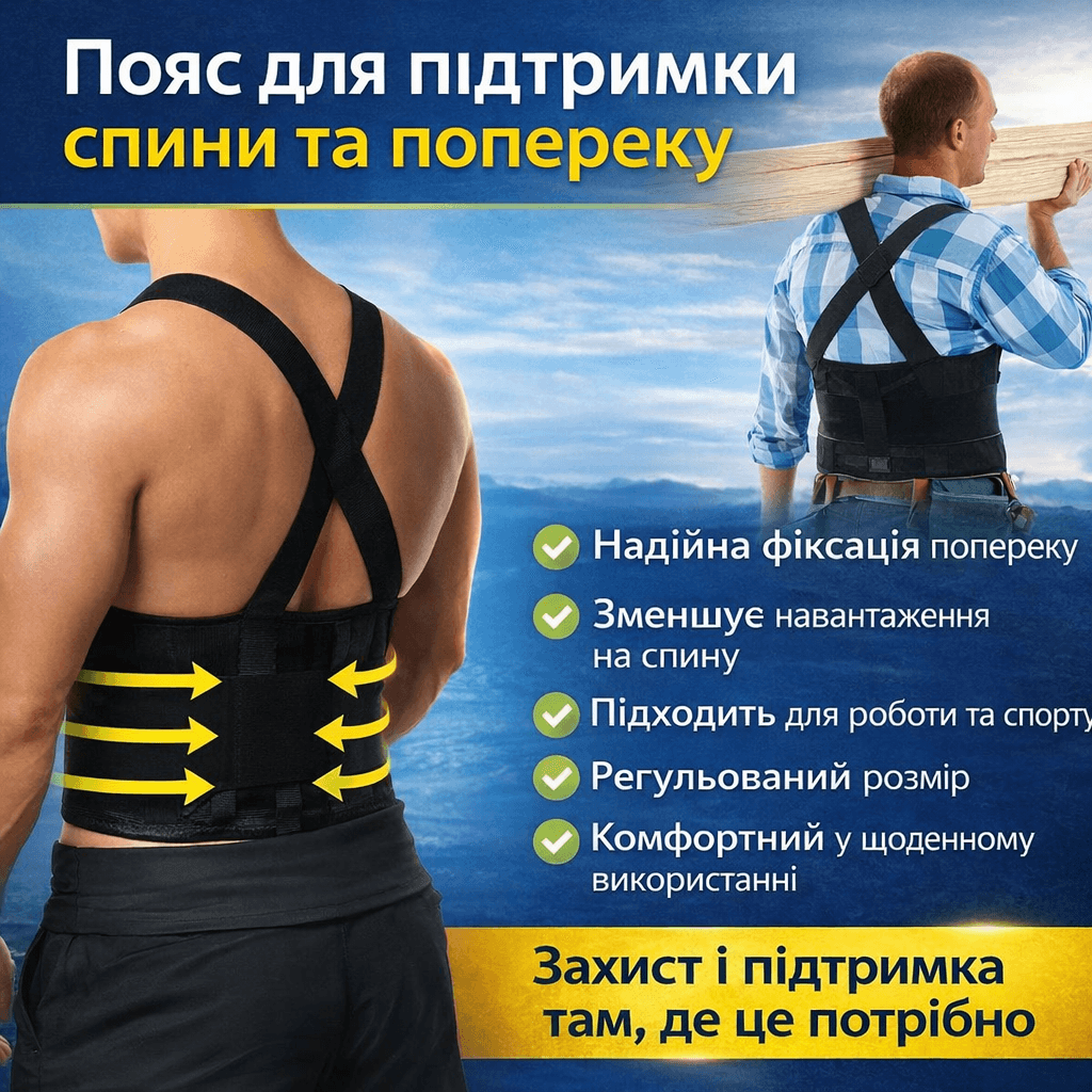 Ортопедичний пояс-ремінь для спини та попереку Belt XL-1619, що підтримує еластичний корсет із регулюванням, універсальний