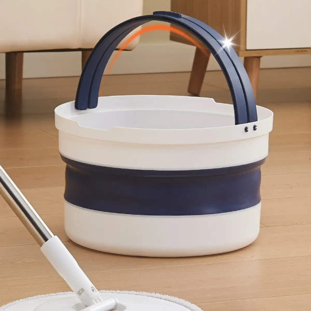 Кругла швабра NEW з телескопічною ручкою, відром і обертовою системою віджиму