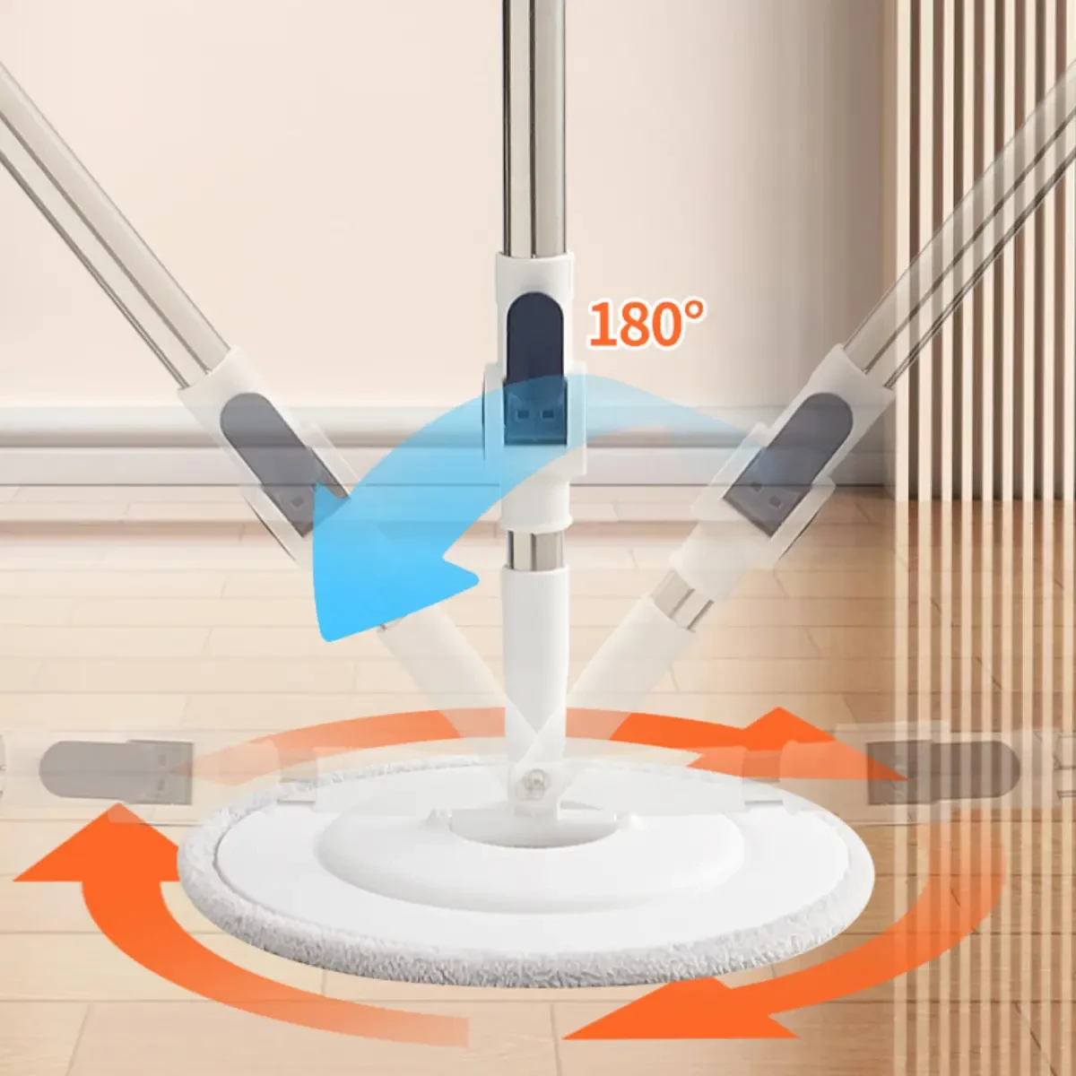 Кругла швабра NEW з телескопічною ручкою, відром і обертовою системою віджиму