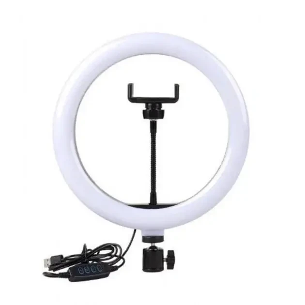 Кільцева LED-лампа 30 см QX-260 з тримачем для телефона, USB, регульованою яскравістю і колірною температурою
