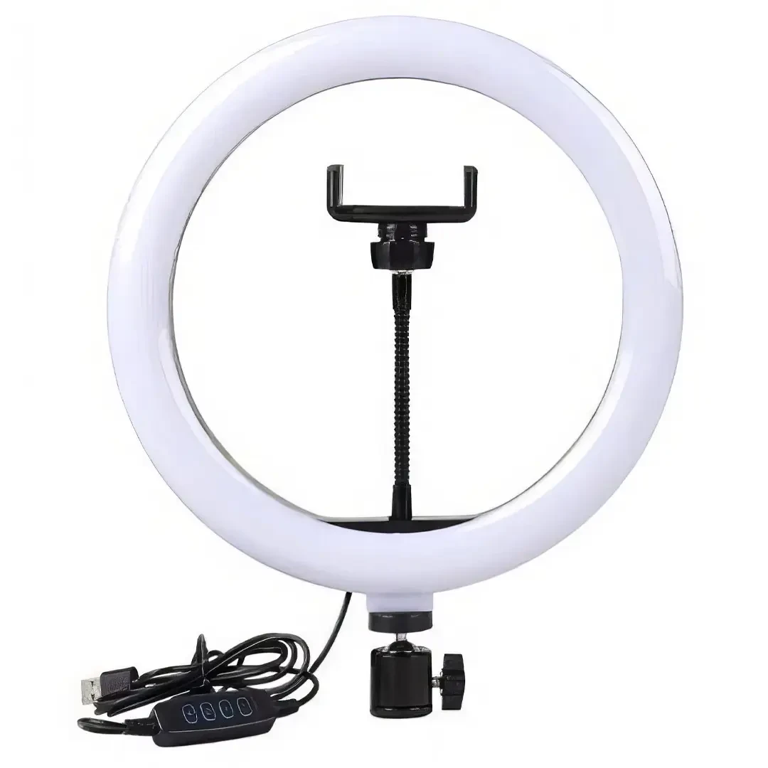 Кільцева LED-лампа 30 см QX-260 з тримачем для телефона, USB, регульованою яскравістю і колірною температурою