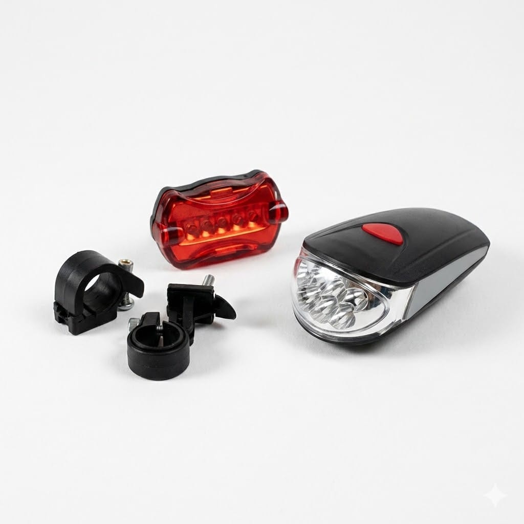 Велофара передня + задній стоп KK-760 | Комплект велосипедного світла (7+5 LED/5 режимів)