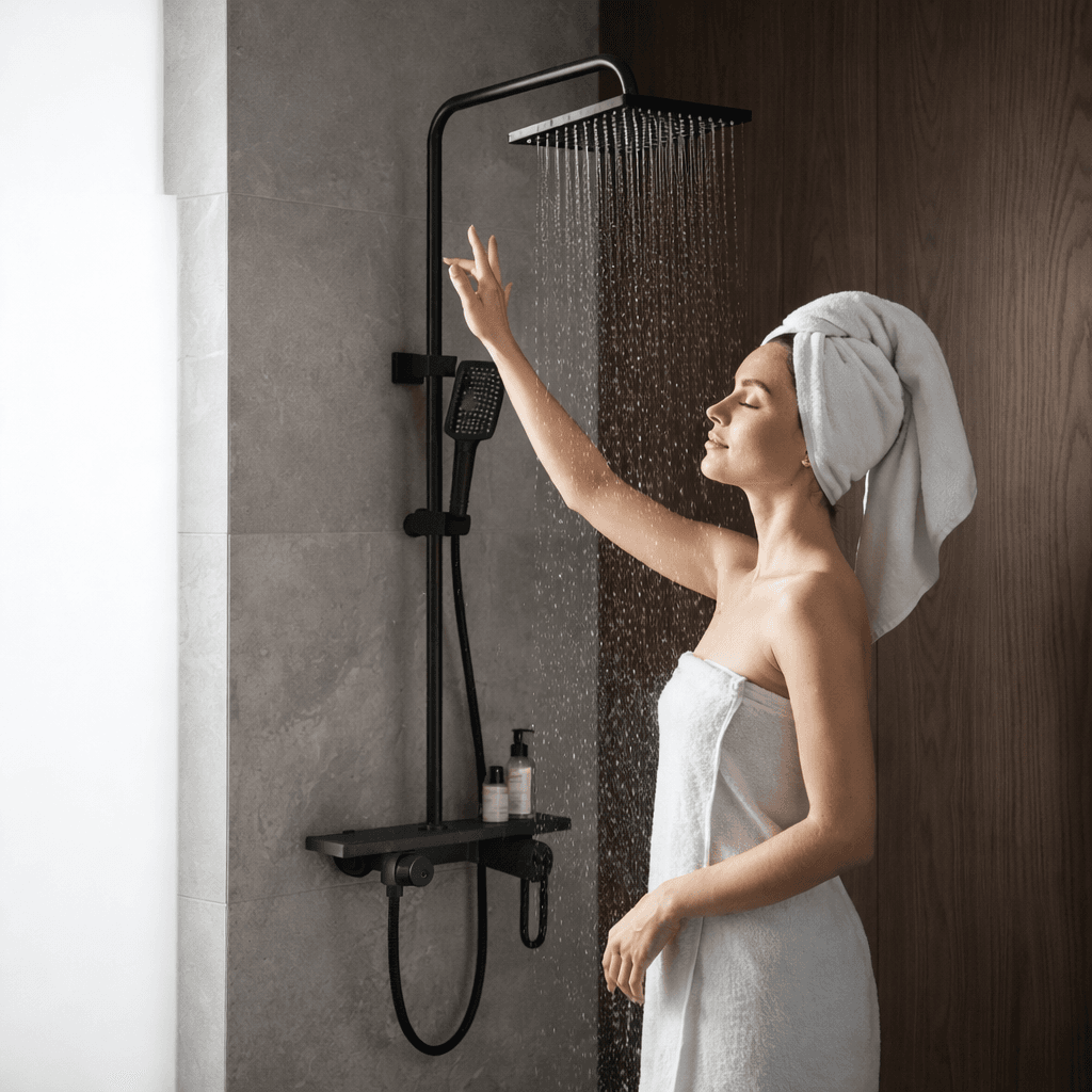 Змішувач для ванної кімнати з душовим гарнітуром Shower Set AND YLN16001H, чорний матовий