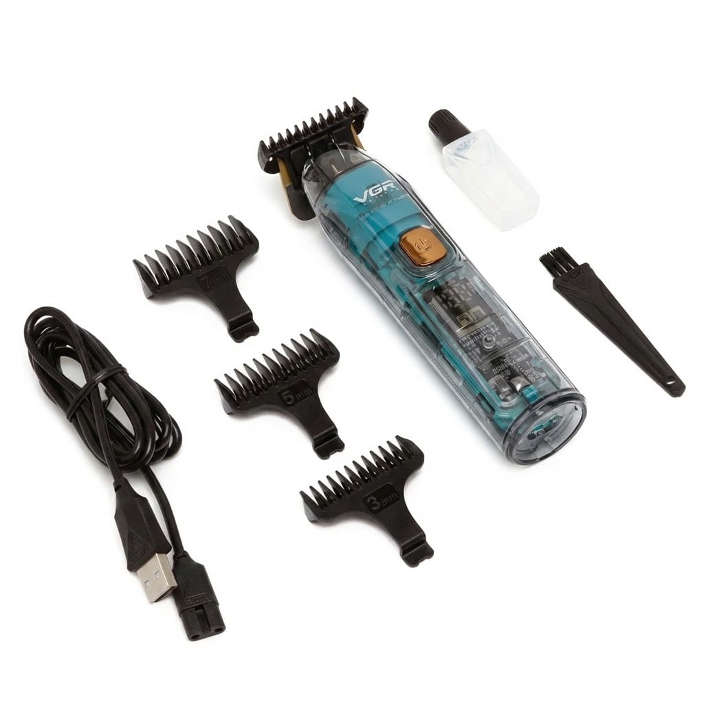 Тример VGR V-961: Акумуляторний, для бороди та вусів, з 4 змінними насадками / Чоловічий тример для окантовки