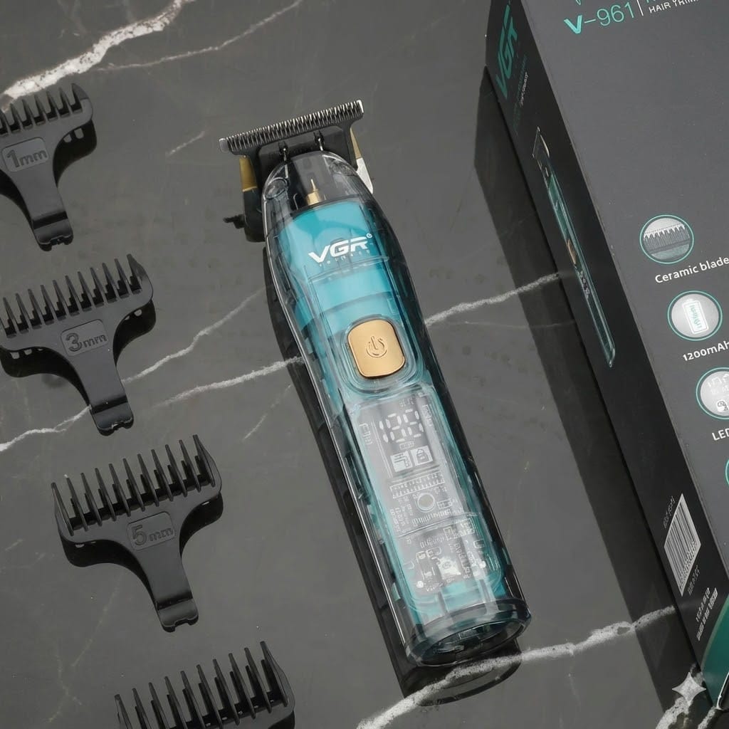 Тример VGR V-961: Акумуляторний, для бороди та вусів, з 4 змінними насадками / Чоловічий тример для окантовки