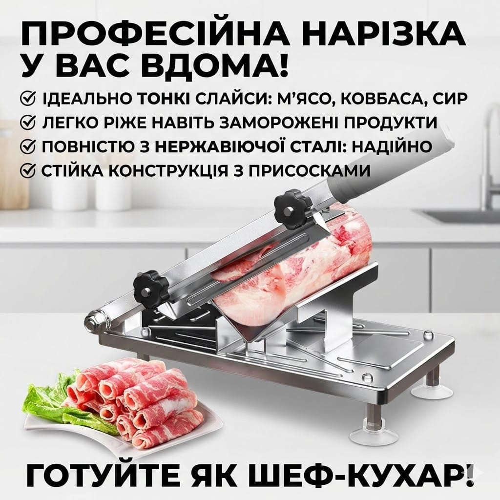 Ніж-слайсер верстат для нарізування м’ясних, ковбасних і сирних виробів